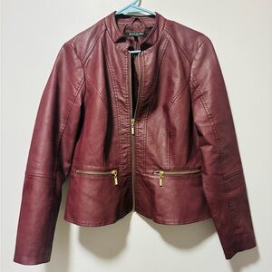 Baccini Women's Deep Red Leather Jacket